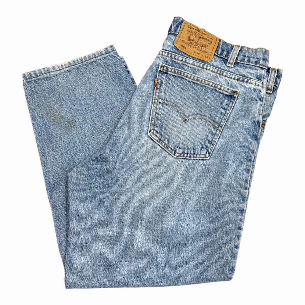 Vintage Levis 550 Jeans Mens 38x30 Relaxed Fit Denim Adult 90s Blue Orange Tab